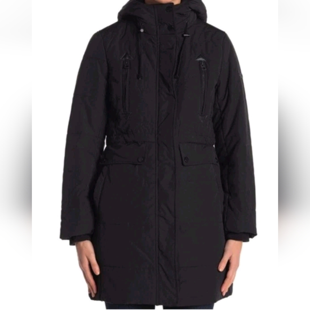 NWT Lucky Brand Hooded Lined Anorak‎ Water Resistant Jacket Black Large